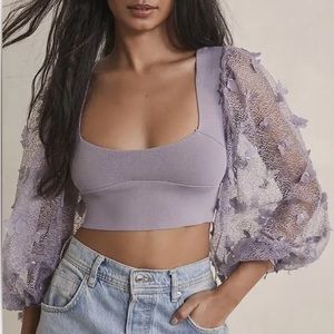 NWOT Free People butterfly mesh sleeve top